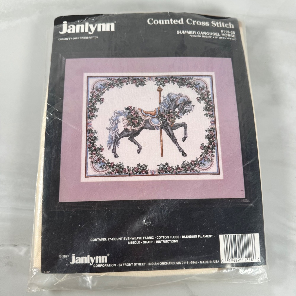 Vintage Janlynn Summer Carousel Horse Counted Cross Stitch Kit OPENED UNUSED‎